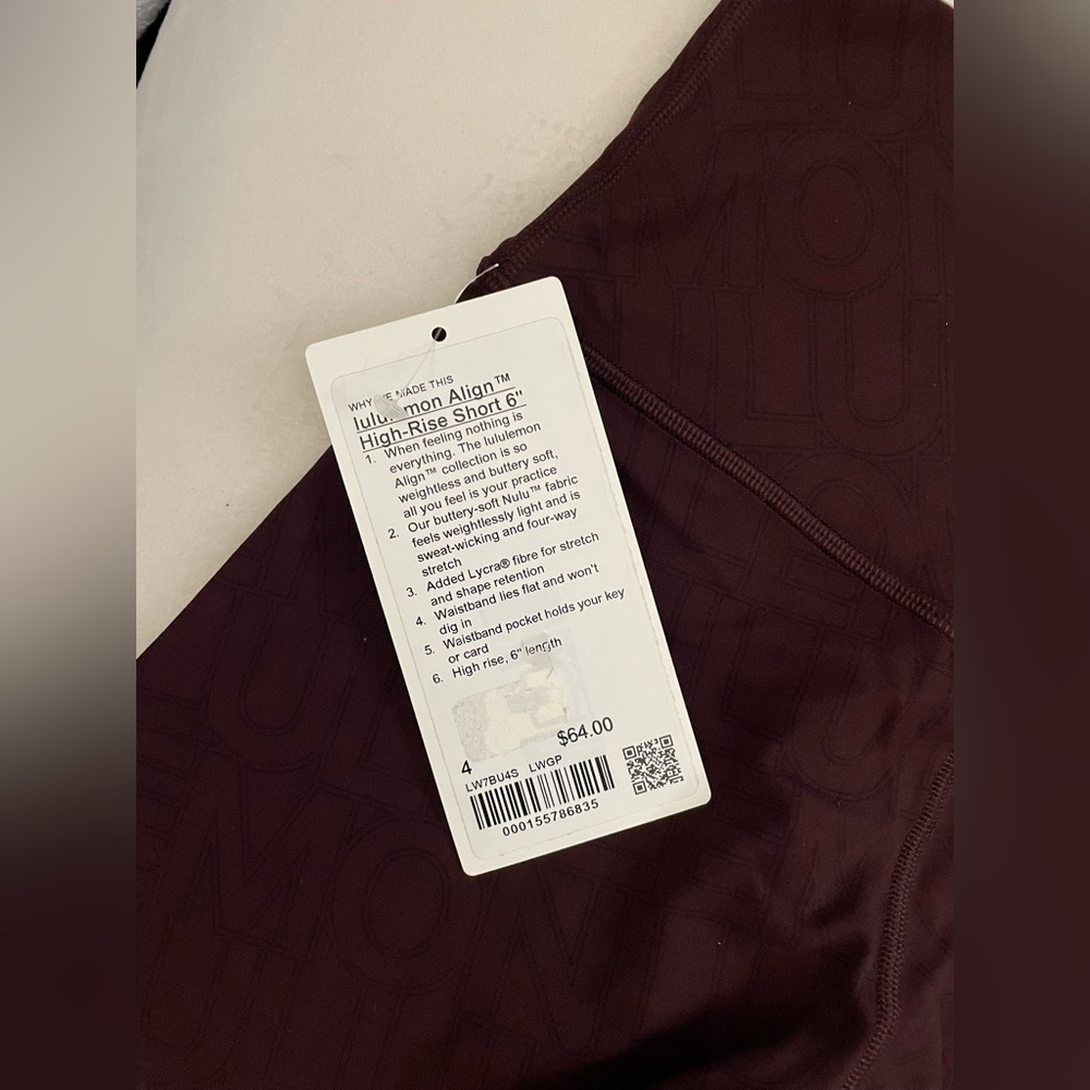 Lululemon NWT Align High Rise Shorts 6”   Workmark Graphic Midnight Plum Size 4 - Picture 10 of 10